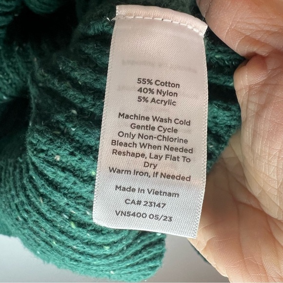 Talbots Button Up Cardigan Green Ruffle Sleeve Cable Knit Sz XL Country grandma - Picture 9 of 11